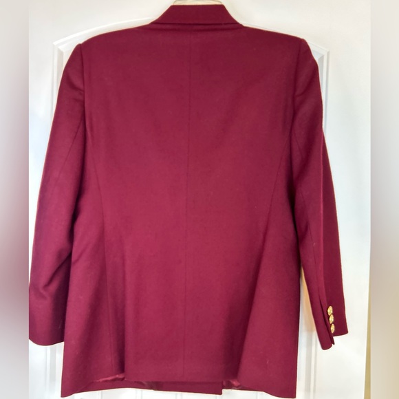 Talbots Burgundy Long Sleeve Wool Double Breasted Gold Button Blazer Women 6P - Picture 8 of 10